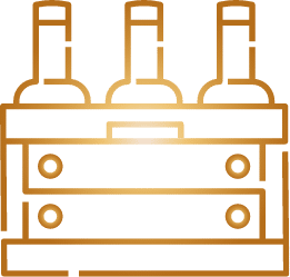 Wine bottles in a case icon